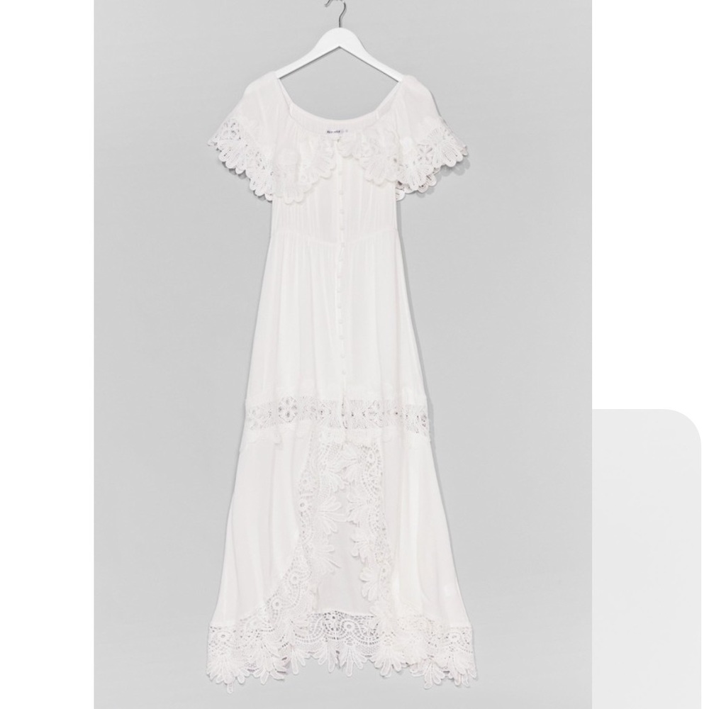 NWOT Nasty Gal Crochet We Go Off the Shoulder Maxi